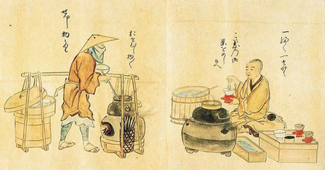 Matcha, green tea, matcha history, ancient, old drawing, japanese art, japanese culture, tea masters 